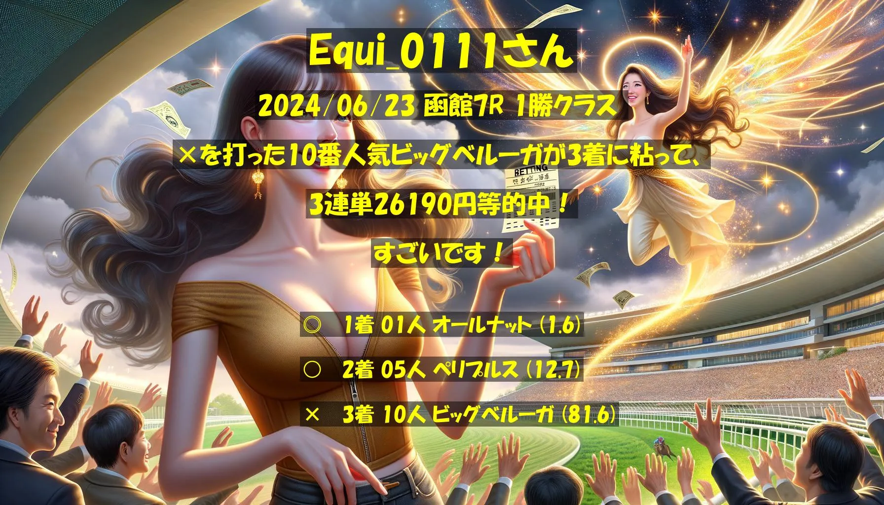 Equi_0111さん2024/06/23&nbsp;函館07R的中 1597%回収